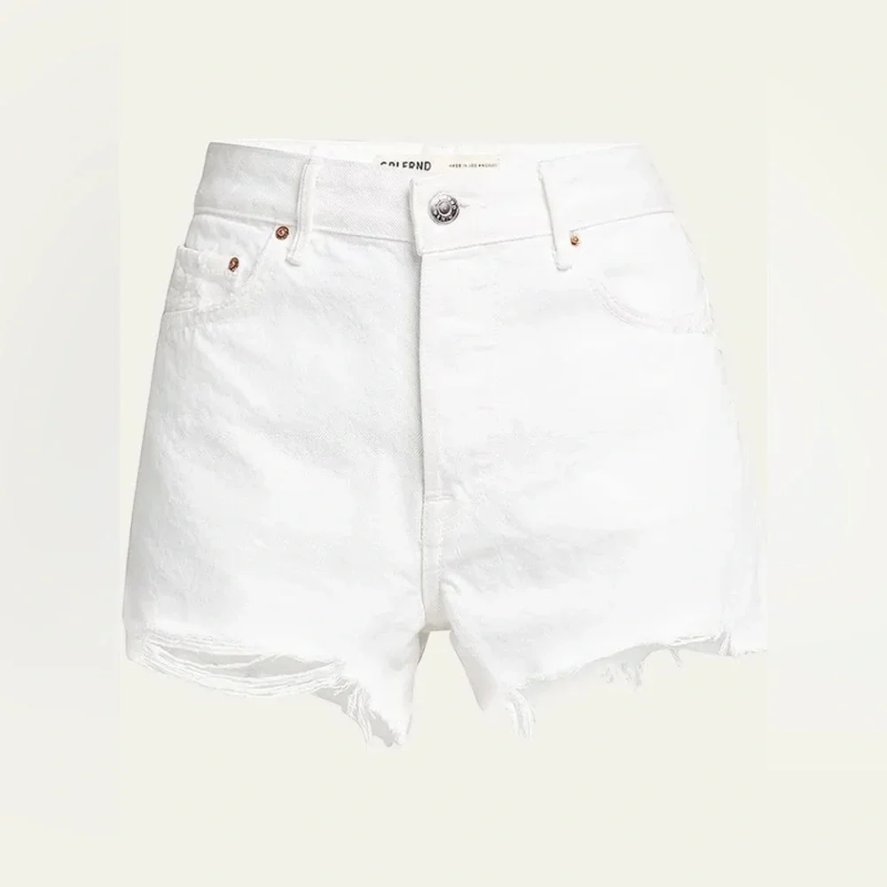 NEW $165 GRLFRND The Helena High Rise Cut Off White Denim Jean Shorts 350